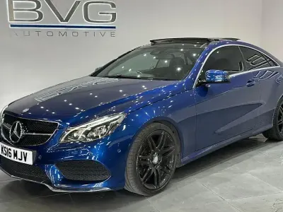 Used Mercedes E220 AMG line 177 HP (130 kW) 2016 Blue Coupe