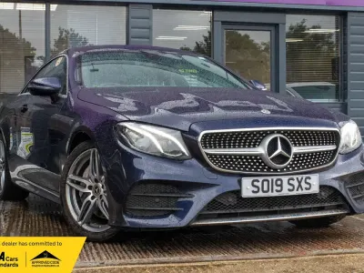 Used Mercedes E350 AMG line 313 HP (230 kW) 2019 Blue Coupe