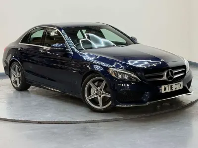 Used Mercedes C220 AMG line 170 HP (125 kW) 2018 Blue Sedan