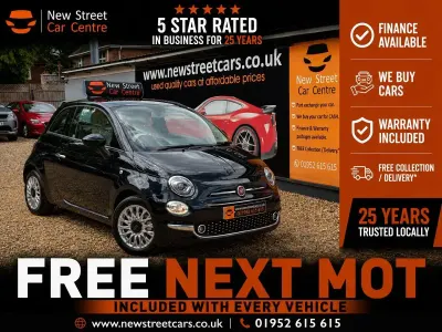 Used Fiat 500 Lounge 69 HP (50 kW) 2018 Black Hatchback