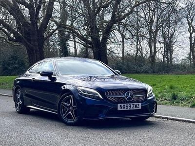 Used Mercedes C300 AMG line 245 HP (180 kW) 2019 Blue Coupe