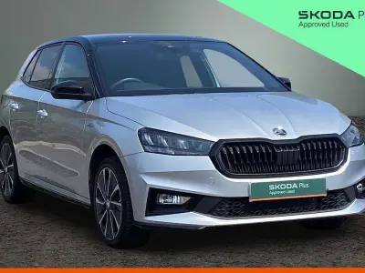 Used Skoda Fabia Monte Carlo 81 HP (59 kW) 2023 Brilliant silver metallic body / black magic pearl effect roof Hatchback