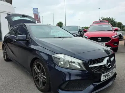 Used Mercedes A200 AMG line 136 HP (100 kW) 2017 Blue Hatchback