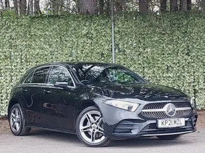 Used Mercedes A250 AMG line 218 HP (160 kW) 2021 Black Hatchback