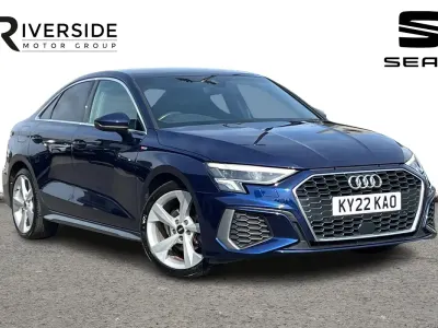 Used Audi A3 S-Line 150 HP (110 kW) 2022 Navarra blue Sedan