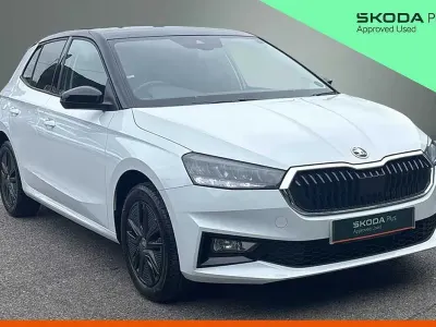 Used Skoda Fabia Design Edition 85 HP (62 kW) 2025 Moon white metallic black magic pearl effect Hatchback