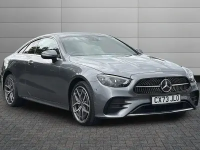 Used Mercedes E300 AMG Line Premium 281 HP (206 kW) 2023 Selenite grey metallic Coupe