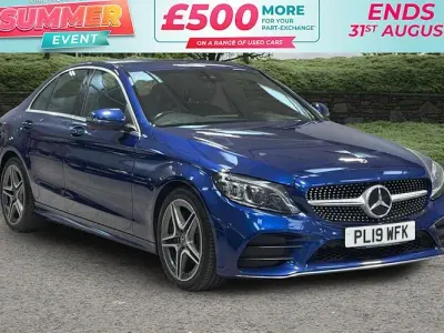 Used Mercedes C220 AMG line 194 HP (142 kW) 2019 Blue Sedan