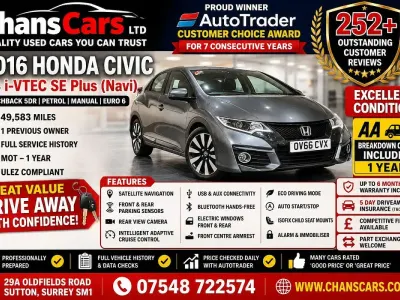 Used Honda Civic SE Plus 100 HP (73 kW) 2016 Grey Hatchback