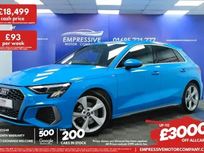 Usado Audi A3 Sportback S-Line 150 HP (110 kW) 2021 Azul Citadino