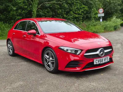 Used Mercedes A200 AMG line 163 HP (119 kW) 2018 Red Hatchback