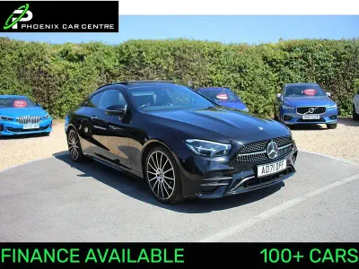 Used Mercedes E220 AMG line 191 HP (140 kW) 2022 Obsidian black metallic Coupe