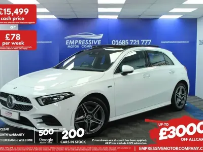 Begagnad Mercedes A250 AMG Line Premium Plus 2019 Vit Halvkombi