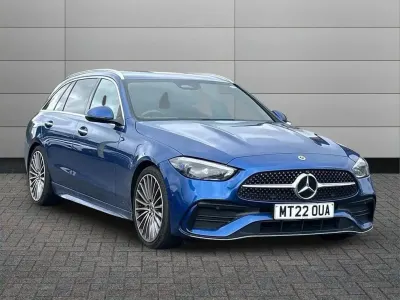 Used Mercedes C220 AMG Line Premium 217 HP (159 kW) 2022 Spectral blue Estate