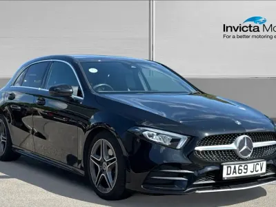 Used Mercedes A200 AMG line 163 HP (119 kW) 2019 Cosmos black metallic Hatchback