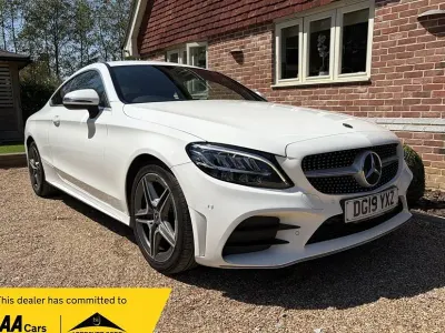 Used Mercedes C220 AMG line 194 HP (142 kW) 2019 White Coupe