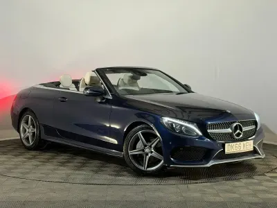 Used Mercedes C200 AMG line 181 HP (133 kW) 2016 Blue Cabriolet
