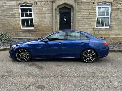 Used Mercedes C220 AMG line 194 HP (142 kW) 2018 Blue Sedan