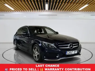 Used Mercedes C350e AMG line 293 HP (215 kW) 2017 Blue Estate