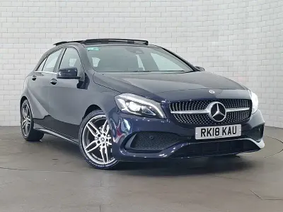 Used Mercedes A200 AMG Line Premium Plus 136 HP (100 kW) 2018 Blue Hatchback