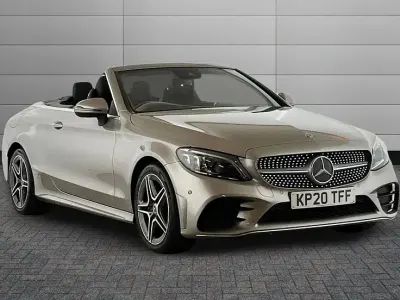 Used Mercedes C220 AMG line 191 HP (140 kW) 2020 Mojave silver Cabriolet