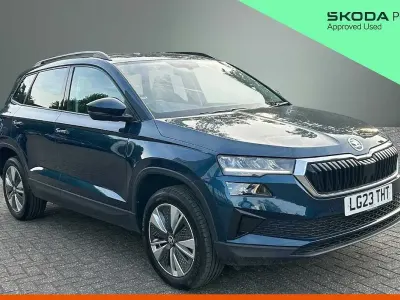 Used Skoda Karoq SE Drive 110 HP (80 kW) 2023 Lava blue metallic SUV