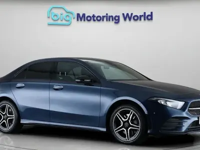 Used Mercedes A250 AMG line 259 HP (190 kW) 2022 Blue Sedan
