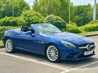 Used Mercedes SLC200 AMG line 184 HP (135 kW) 2017 Blue Cabriolet