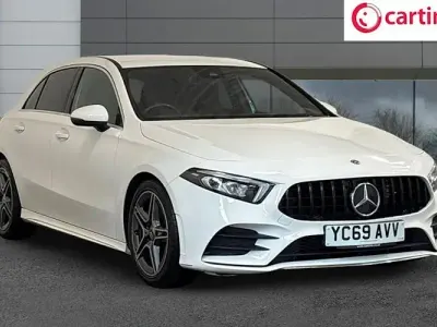 Used Mercedes A180 AMG line 136 HP (100 kW) 2019 White Hatchback
