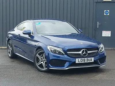 Used Mercedes C220 AMG line 170 HP (125 kW) 2018 Blue Coupe