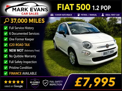 Used Fiat 500 Pop 2017 White Hatchback