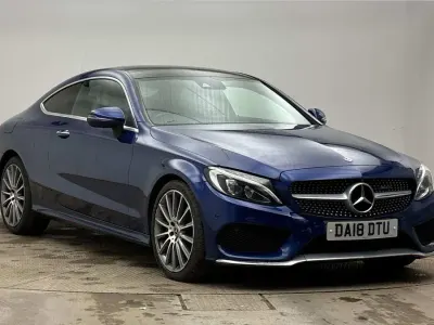 Used Mercedes C220 AMG line 170 HP (125 kW) 2018 Brilliant blue Coupe