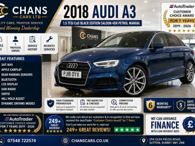 Used Audi A3 Black Edition 150 HP (110 kW) 2018 Blue Sedan