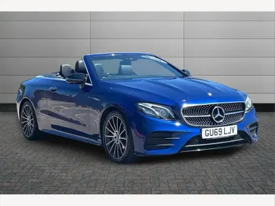 Used Mercedes E220 AMG line 194 HP (142 kW) 2019 Blue Cabriolet