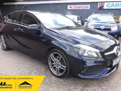 Used Mercedes A200 AMG line 136 HP (100 kW) 2017 Blue Hatchback