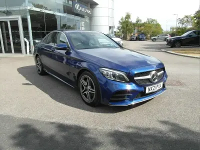 Used Mercedes C200 AMG line 180 HP (132 kW) 2021 Blue Sedan