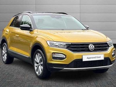 Turmeric yellow with black roof Used 2019 VW T-Roc Design SUV | £13,350 (Fair price)