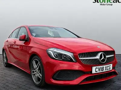 Used Mercedes A200 AMG line 136 HP (100 kW) 2018 Red Hatchback