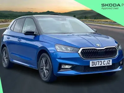 Used Skoda Fabia Colour Edition 94 HP (69 kW) 2023 Race blue metallic black body / magic pearl effect roof Hatchback