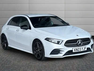 Used Mercedes A180 AMG Line Premium 136 HP (100 kW) 2023 Digital white Hatchback