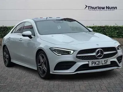 Begagnad Mercedes CLA200 AMG Line Premium Plus 163 HK (119 kW) 2021 Vit Sportkupé