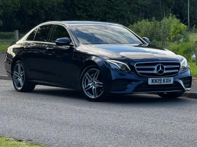 Used Mercedes E220 AMG line 191 HP (140 kW) 2019 Blue Sedan