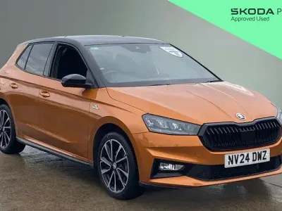 Used Skoda Fabia Monte Carlo 116 HP (85 kW) 2024 Phoenix orange metallic black magic pearl effect Hatchback