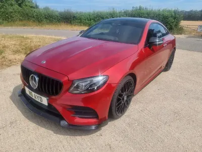 Used Mercedes E220 AMG Line Premium Plus 194 HP (142 kW) 2018 Red Coupe