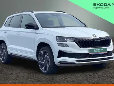 Used Skoda Karoq SportLine 110 HP (80 kW) 2023 Moon white metallic SUV
