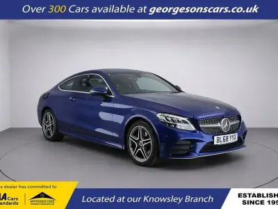 Begagnad Mercedes C200 AMG line 198 HK (145 kW) 2018 Blå Sportkupé