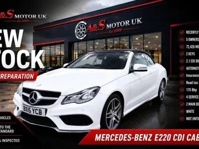 Used Mercedes E220 AMG line 177 HP (130 kW) 2015 White Cabriolet