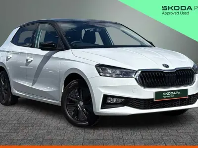 Used Skoda Fabia Design Edition 85 HP (62 kW) 2025 Moon white metallic black magic pearl effect Hatchback