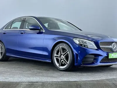 Used Mercedes C220 AMG line 194 HP (142 kW) 2019 Blue Sedan