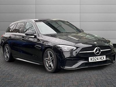 Obsidian black Used 2024 Mercedes C200 AMG line Estate | £27,795 (Fair price)